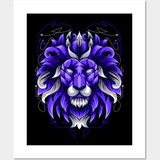 glitch lion head Posters and Art